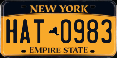 NY license plate HAT0983