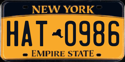 NY license plate HAT0986