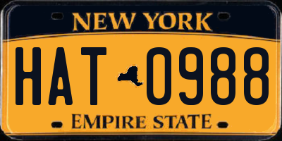 NY license plate HAT0988