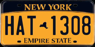 NY license plate HAT1308
