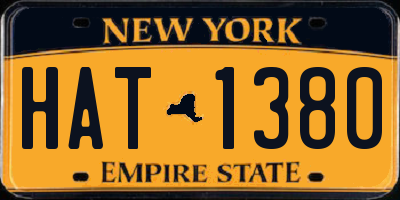 NY license plate HAT1380