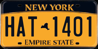 NY license plate HAT1401