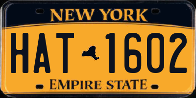 NY license plate HAT1602