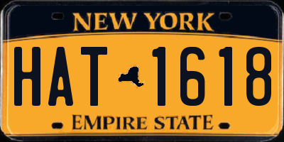 NY license plate HAT1618