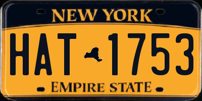 NY license plate HAT1753