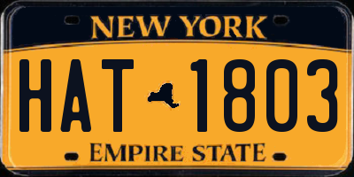 NY license plate HAT1803