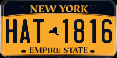 NY license plate HAT1816