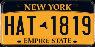 NY license plate HAT1819
