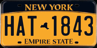 NY license plate HAT1843