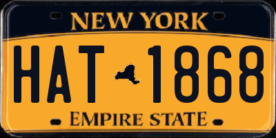 NY license plate HAT1868