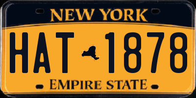 NY license plate HAT1878