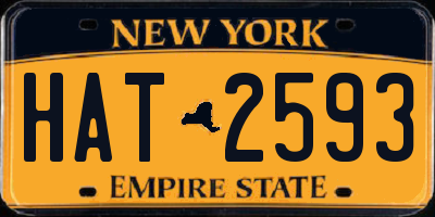 NY license plate HAT2593