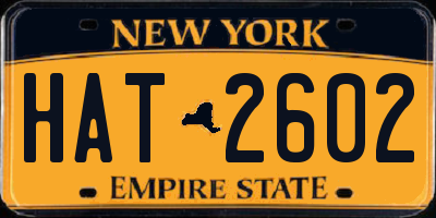 NY license plate HAT2602