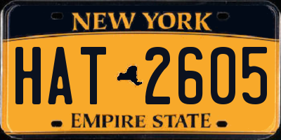 NY license plate HAT2605