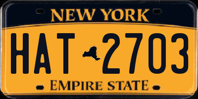 NY license plate HAT2703