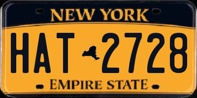NY license plate HAT2728