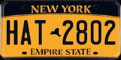 NY license plate HAT2802