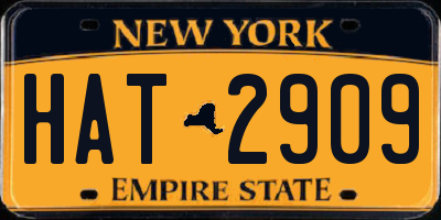 NY license plate HAT2909