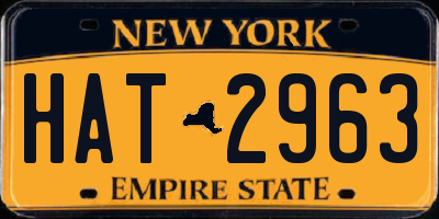 NY license plate HAT2963