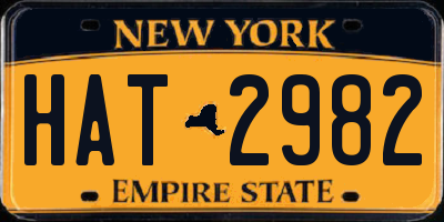 NY license plate HAT2982