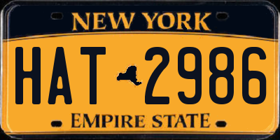 NY license plate HAT2986