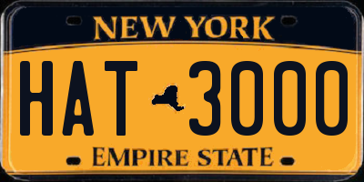 NY license plate HAT3000