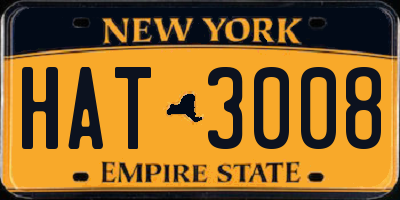 NY license plate HAT3008