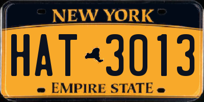 NY license plate HAT3013