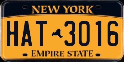 NY license plate HAT3016