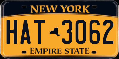 NY license plate HAT3062
