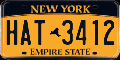 NY license plate HAT3412