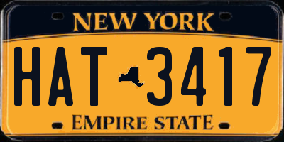 NY license plate HAT3417