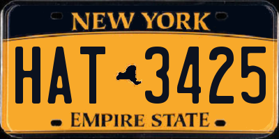NY license plate HAT3425
