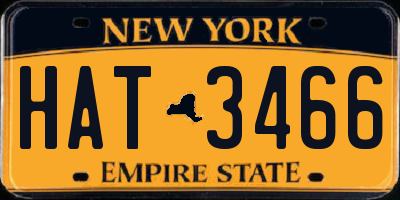 NY license plate HAT3466