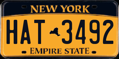 NY license plate HAT3492