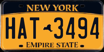NY license plate HAT3494