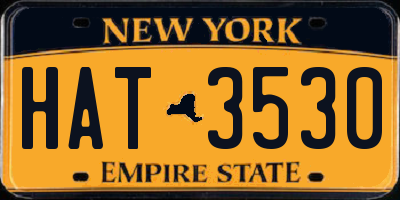 NY license plate HAT3530