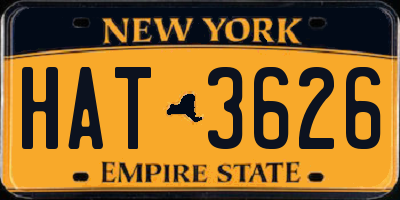 NY license plate HAT3626