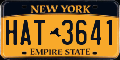 NY license plate HAT3641