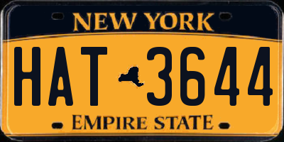 NY license plate HAT3644