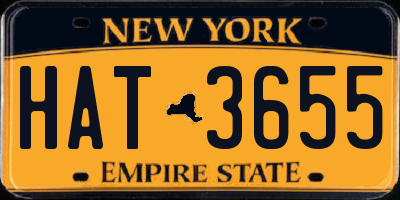 NY license plate HAT3655
