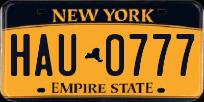 NY license plate HAU0777