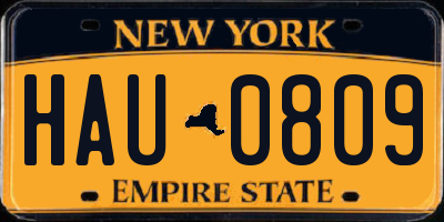 NY license plate HAU0809