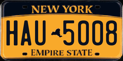 NY license plate HAU5008