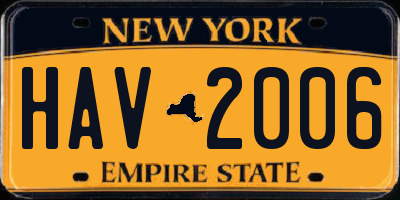 NY license plate HAV2006