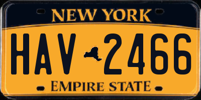 NY license plate HAV2466