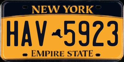 NY license plate HAV5923