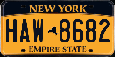 NY license plate HAW8682