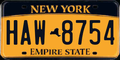 NY license plate HAW8754
