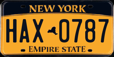 NY license plate HAX0787